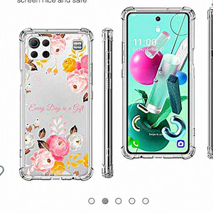 Gukalong Clear Case for LG K92 5G Pink Flowers Quotes Floral Design‎ Full Body